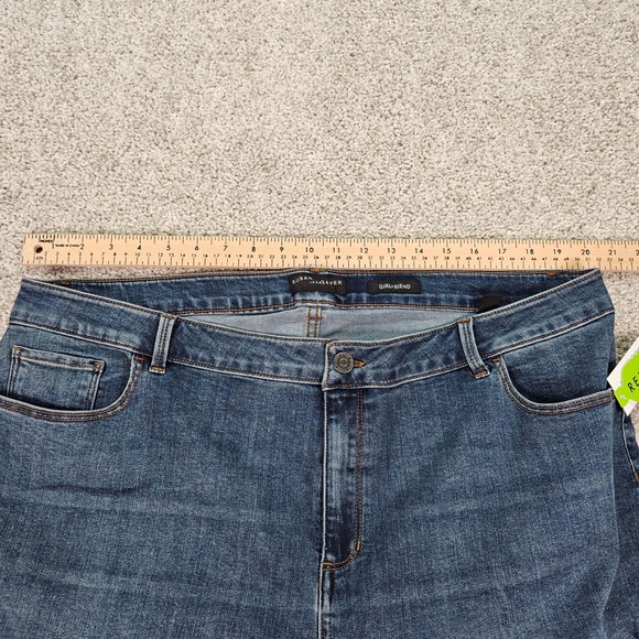 New Susan Graver Jeans Women's Size 22W Girlfriend Blue Denim Frayed‎ Hem - Picture 5 of 7